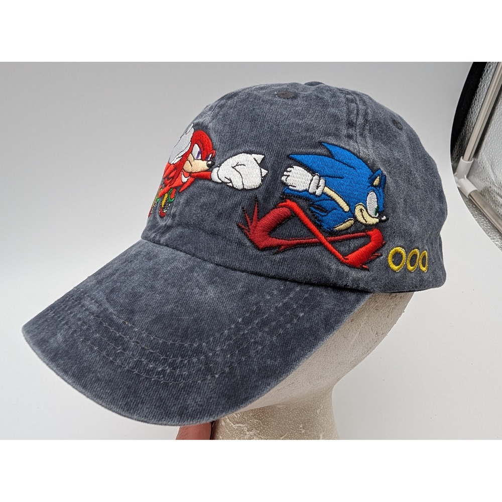 Sonic the Hedgehog Knuckles Embroidered Snapback Hat Washed Gray SEGA Cap